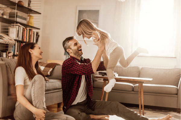 Family enjoying warm home thanks to propane heating comfort